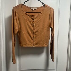 Women's Tan Button-Up Top